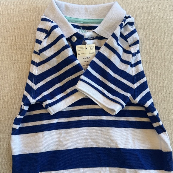 Boden Kids Polo Shirt - Navy and White Stripes - Picture 2 of 3